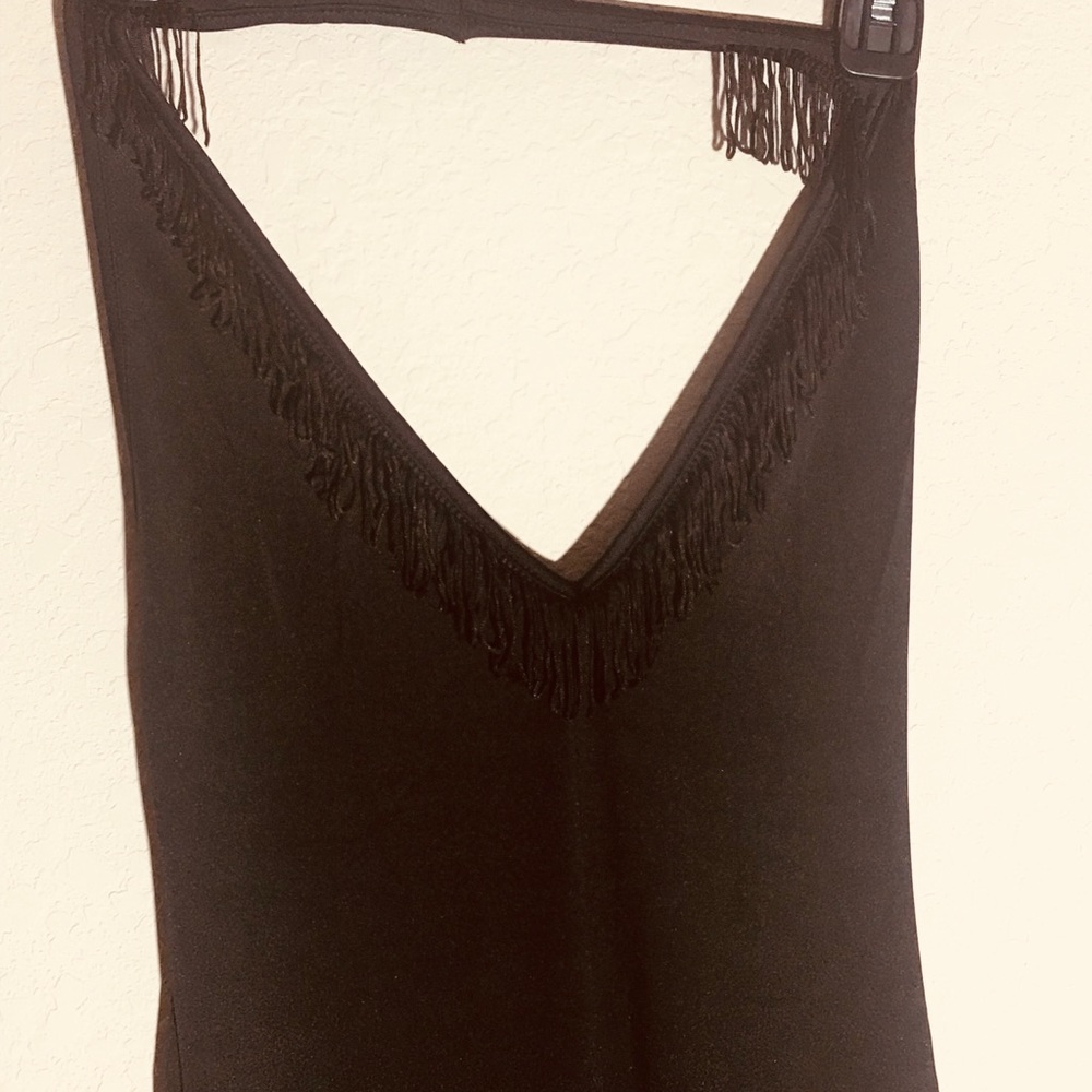 V neck Long black dress